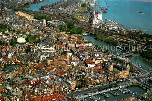 AK / Ansichtskarte Amsterdam__NL Damrax Lutherse Kerk en Havengebouw luchtfoto 