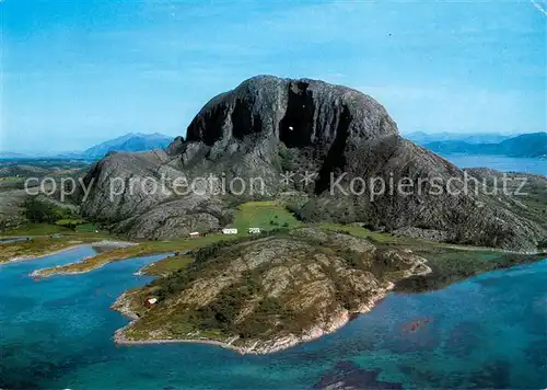 AK / Ansichtskarte Torghatten_Norge_Norway ved Bronnoysund with the famous hole through the mountain aerial view 