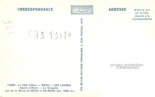 AK / Ansichtskarte Beuil_les_Launes_06 Sports d hiver Chapelle vue de la Route de Beuil a Valberg 