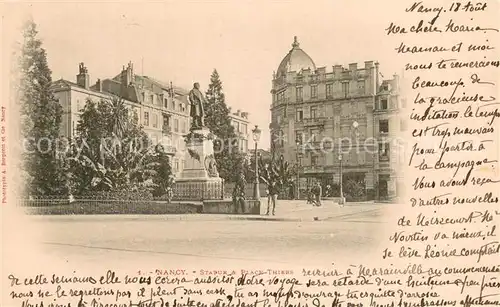 AK / Ansichtskarte Nancy_54 Statue a Place Thiers Monument Denkmal 