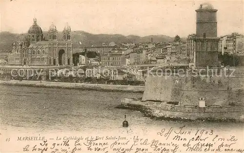 AK / Ansichtskarte Marseille_13 La Cathedrale et le Fort Saint Jean 