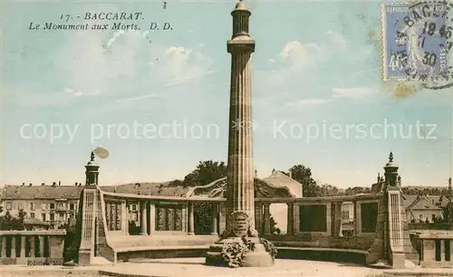 AK / Ansichtskarte Baccarat_54 Monument aux Morts Kriegerdenkmal 