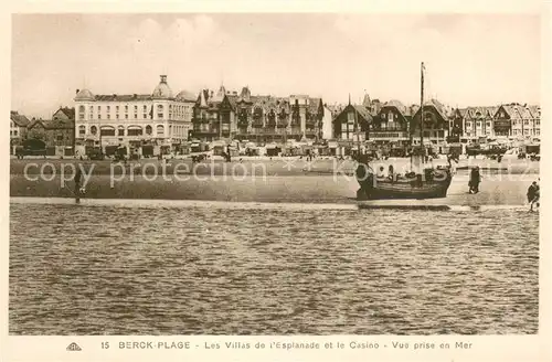 AK / Ansichtskarte Berck Plage_62 Les Villas de l Esplanade et le casino vue prise en mer 