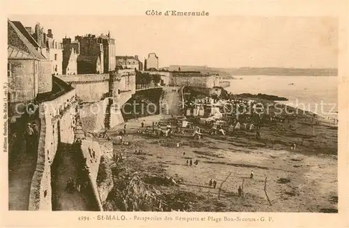 AK / Ansichtskarte Saint Malo_35 Perspective des remparts et plage bon secours 