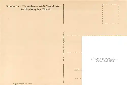 AK / Ansichtskarte Neumuenster_Zuerich Fliegeraufnahme Kranken  u. Diakonissenanstalt Zollikerberg Neumuenster_Zuerich