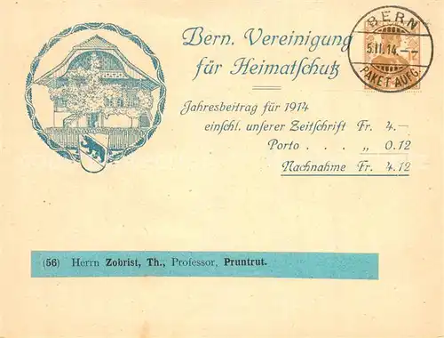 AK / Ansichtskarte Bern_BE Vereinigung fuer Heimatschutz Bern_BE