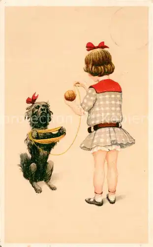 AK / Ansichtskarte Vermenschlicht NLC Serie 315 Maedchen mit Hund 