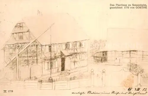 AK / Ansichtskarte Sensenheim_Wien Pfarrhaus zu Sensenheim gezeichnet 1770 v. Goethe Sensenheim Wien