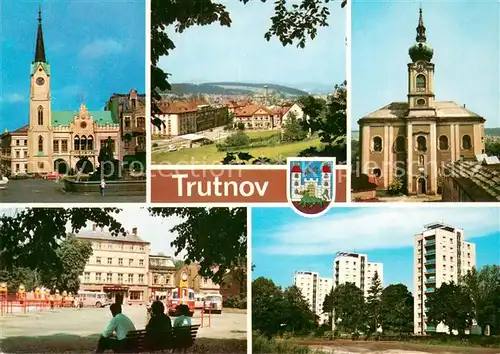 AK / Ansichtskarte Trutnov Radnice Celkovy pohled Pozdne barokni mariansky koste Autobusove nadrazi Vyskove domy na Konevove nablezi Trutnov