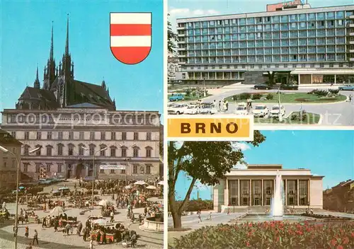 AK / Ansichtskarte Brno_Bruenn Namesti 25 anora v pozadi Petrov Hotel International Janackovo divadlo Brno_Bruenn