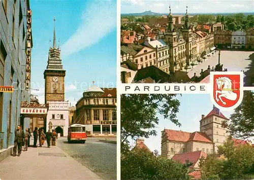 AK / Ansichtskarte Pardubice_Pardubitz_CZ Trida Miru a Zelena brana Pernstynovo namesti Zamek 