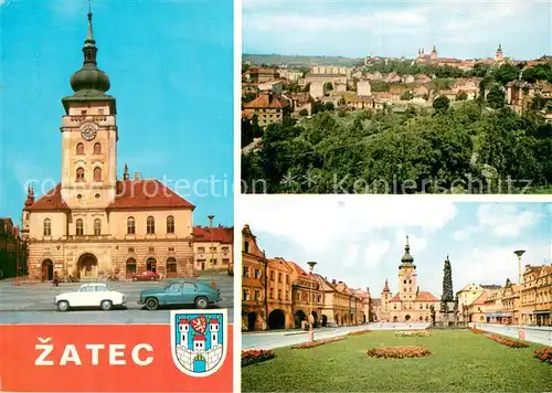 AK / Ansichtskarte Zatec_CZ Rathaus Panorama Stadtplatz 