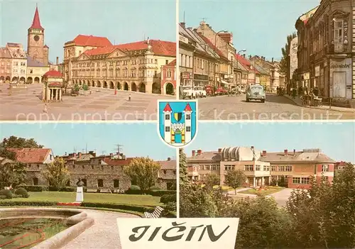AK / Ansichtskarte Jicin_CZ Valdickou branou a procelim zamek Zamecky sad s hradbarmi a bustou skola 
