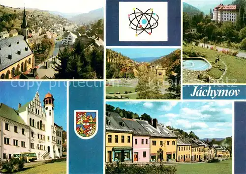 AK / Ansichtskarte Jachymov_Sankt_Joachimsthal Uchovalo si puvodni dispozici a starou zastavbu Goticky chram Radnice a mincovna hlavni lazenskou budovou je sanatorium Marie Curie Skladowske 