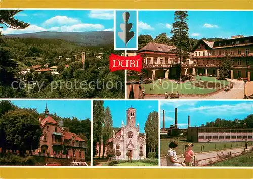 AK / Ansichtskarte Dubi_CZ Panorama Bystrice v Krusnych Cestovnimu ruchu slouzi hotel Sport Kostel Sklo Union 