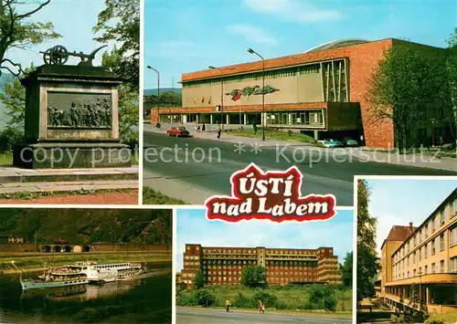 AK / Ansichtskarte Usti_nad_Labem_Aussig_CZ Krajske mesto a vyznamne stredisko chemickeho Je cilem lodnich zajezdu z NDR Sporty slouzi stadion Pole ve Stadicich Orace je narodni 