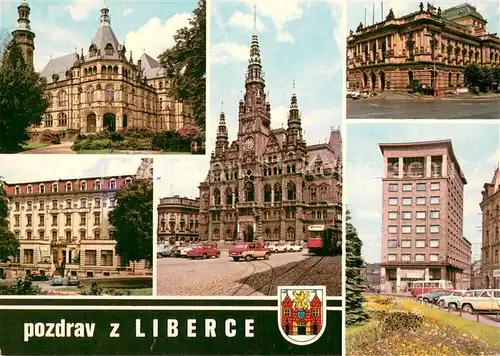 AK / Ansichtskarte Liberec_Reichenberg Schloesser Rathaus Stadtplatz Hochhaus 