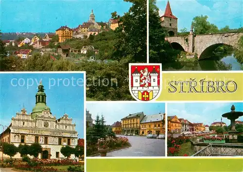 AK / Ansichtskarte Stribro Renesancni Radnice Goticky kostel Goticka vez s ochozem dominuje mestu Stribro