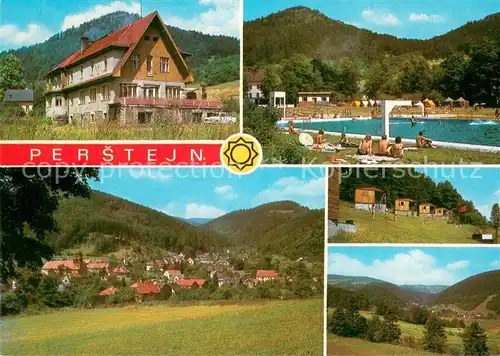 AK / Ansichtskarte Perstejn_Puerstein Krusnich hor Cesky Meran Slouzi Hotel Meran Hotelu je koupaliste Je zde chatove OPP Vejprty a taboriste Perstejn_Puerstein