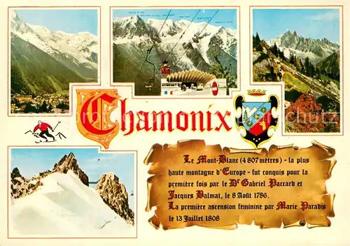 AK / Ansichtskarte Chamonix Vue generale La Chaine du Mont Blanc et entree LAiguille Verte et les Drus LAiguelli du Midi Chamonix