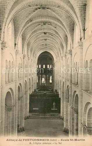 AK / Ansichtskarte Fontgombaud_Fontgombault Abbaye Ecole Saint Martin Interieur Eglise abbatiale la nef 