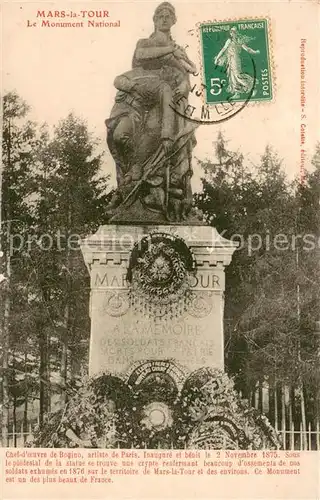 AK / Ansichtskarte Mars la Tour Monument National Statue Mars la Tour