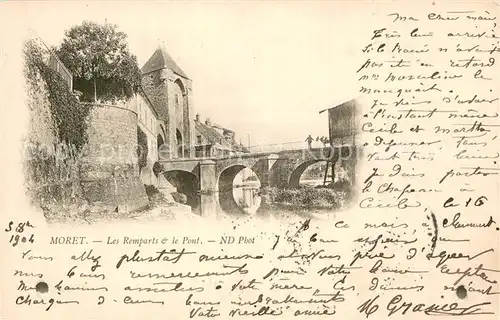 AK / Ansichtskarte Moret sur Loing Les remparts et le pont Moret sur Loing