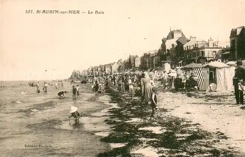 AK / Ansichtskarte Saint Aubin sur Mer_Calvados Le bain sur la plage Saint Aubin sur Mer