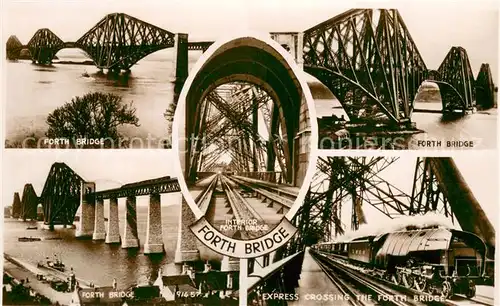 AK / Ansichtskarte Forth_Bridge Details Interior Express crossing the Fort Bridge Forth Bridge