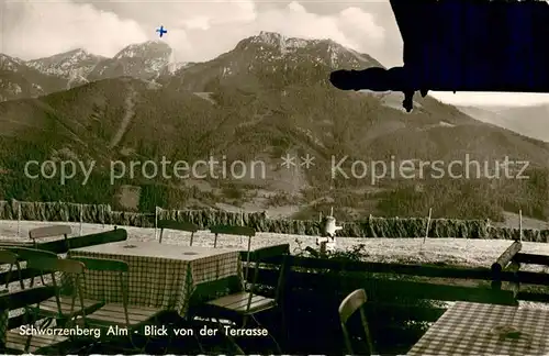 AK / Ansichtskarte Elbach_Miesbach Berggaststaette Schwarzenberg Alm Terrasse Elbach Miesbach