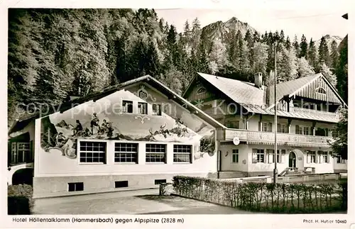 AK / Ansichtskarte Hammersbach_Grainau Hotel Hoellentalklamm mit Alpspitze Hammersbach Grainau
