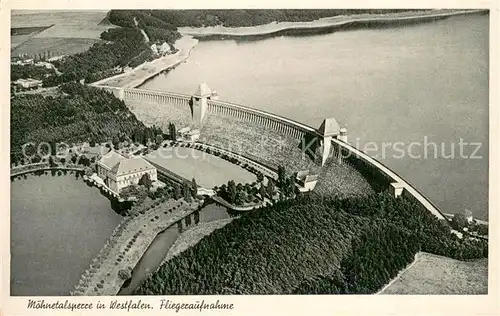 AK / Ansichtskarte Moehnetalsperre Fliegeraufnahme Moehnetalsperre