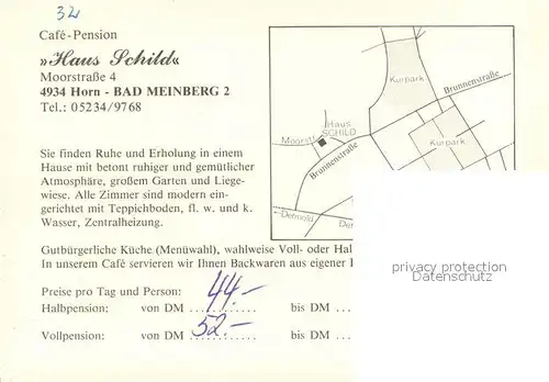 AK / Ansichtskarte Horn Bad_Meinberg Cafe Penson Haus Schild Gartenterrasse Horn Bad_Meinberg