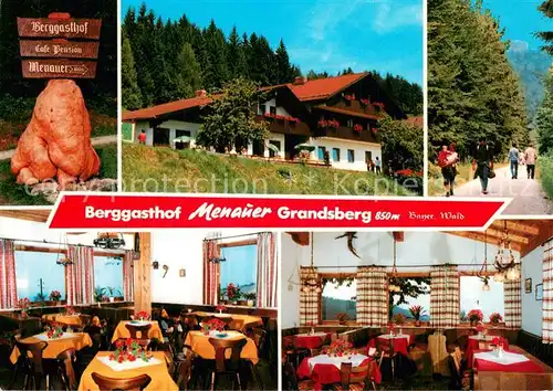 AK / Ansichtskarte Schwarzach_Straubing Bogen Berggasthof Pension Cafe Menauer Gastraeume Hinweisschild Schwarzach