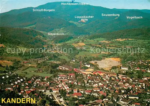 AK / Ansichtskarte Kandern Fliegeraufnahme mit Sitzenkirch Schloss Buergeln Hochblauen Kandern