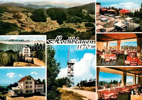 AK / Ansichtskarte Badenweiler Fliegeraufnahme Hotel Hochblauen Terrasse Gastraeume Aussichtsturm Badenweiler