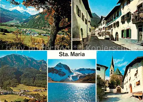 AK / Ansichtskarte Sta_Maria_Muensterthal mit Piz dAint Dorfstrasse Pid Lad Lai da Rims Dorfpartie Sta_Maria_Muensterthal