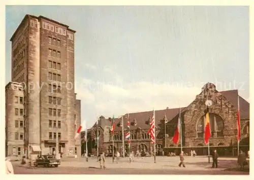 AK / Ansichtskarte Bad_Aachen Hauptbahnhof mit Hochhaus Bad_Aachen