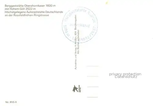 AK / Ansichtskarte Berchtesgaden Berggaststaette Oberahornkaser mit Hohem Goell Berchtesgaden