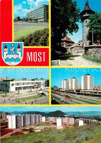 AK / Ansichtskarte Most_Bruex_Czechia Banske stavby Hnevin Kino Kosmos Obch centrum Rozkvet Sidliste na Rudolicemi 