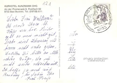 AK / Ansichtskarte Bad_Bocklet Kurhotel Kunzmann Bad_Bocklet