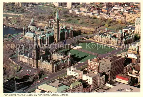 AK / Ansichtskarte Ottawa_Canada Parliament Hill La Colline du Parlement Aerial view Ottawa Canada