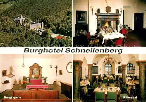 AK / Ansichtskarte Attendorn Fliegeraufnahme Hotel Restaurant Burghotel Schnellenberg Burgkapelle Rittersaal  Attendorn