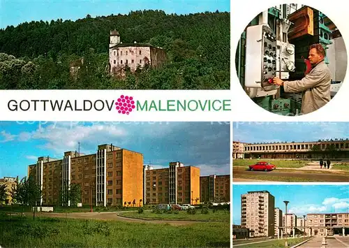 AK / Ansichtskarte Malenovice Zapadni cast Gottwaldova se Zavody presneho strojirenstvi a velkou sidlistni vystavbou puvodne obec stredovekeho zalozeni pod hradem Malenovice