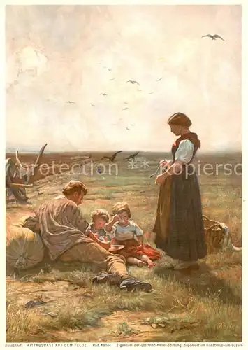 AK / Ansichtskarte Persoenlichkeiten Rud. Koller Mittagsrast auf dem Felde 