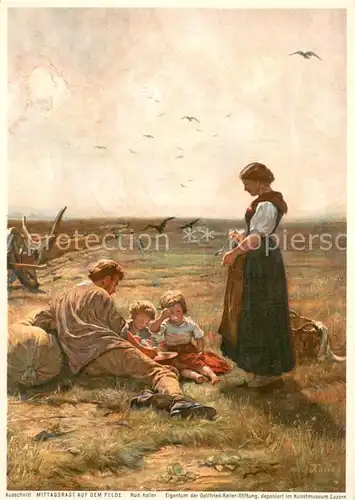 AK / Ansichtskarte Persoenlichkeiten Rud.Koller Mittagsrast auf dem Felde 