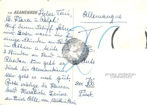 AK / Ansichtskarte Dampfer_Oceanliner T7SS AGAMEMNON 