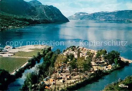 AK / Ansichtskarte Le_Bourget du Lac_Savoie Vue aerienne Le terrain de camping de lile aux cygnes Le_Bourget du Lac_Savoie