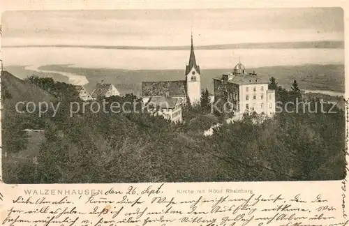 AK / Ansichtskarte Walzenhausen_AR Kirche mit Hotel Rheinburg Walzenhausen AR