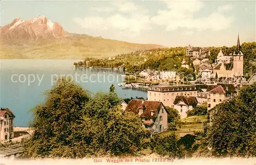 AK / Ansichtskarte Weggis_Vierwaldstaettersee Panorama mit Pilatus Weggis_Vierwaldstaettersee